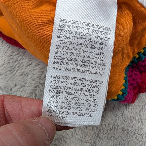 Farm Rio Shorts Womens XS Pink Yellow Striped Scarf Crotched Beach Travel Boho - Picture 7 of 9